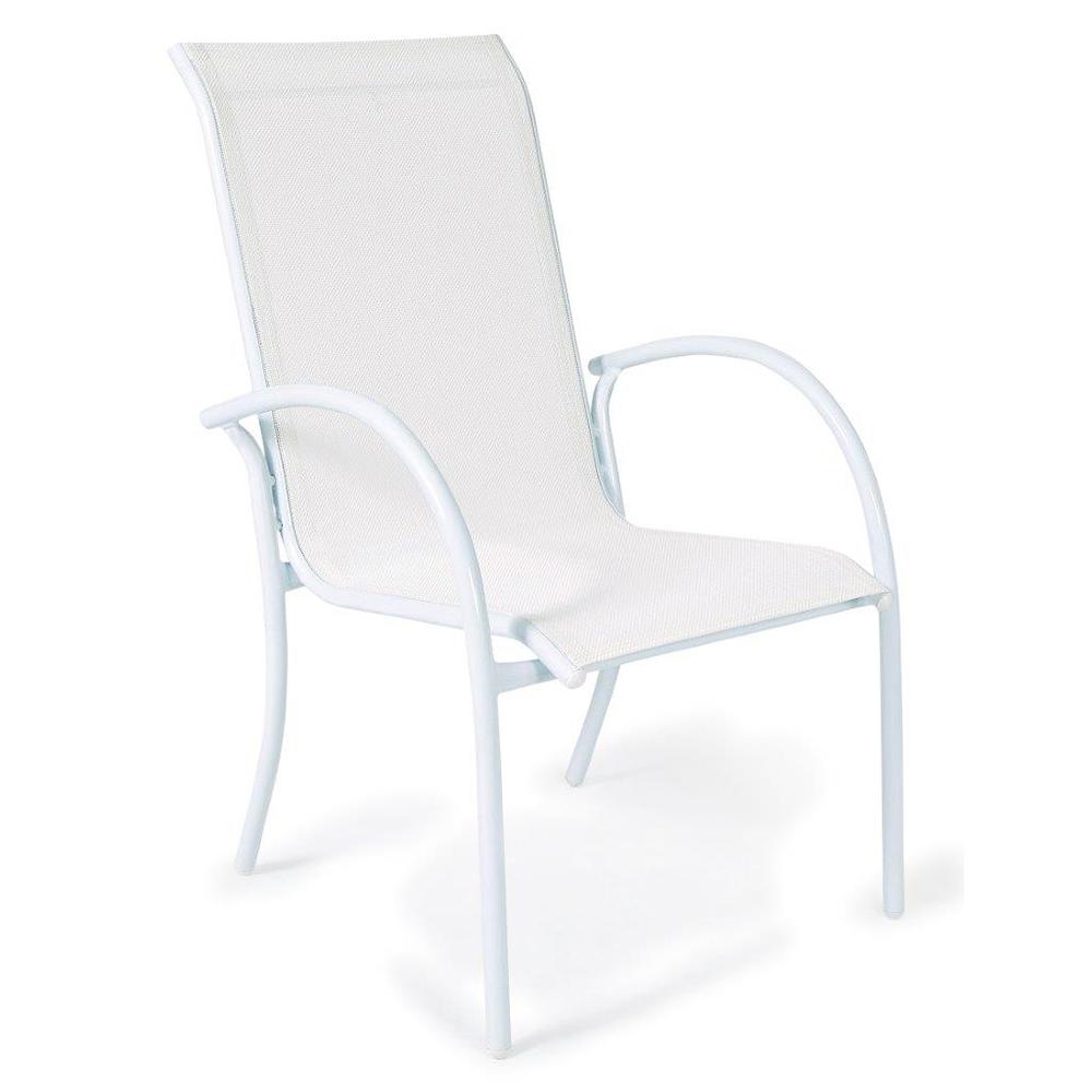 Cadeira Empilhável Mestra - Tela Branca - Alumínio Branco