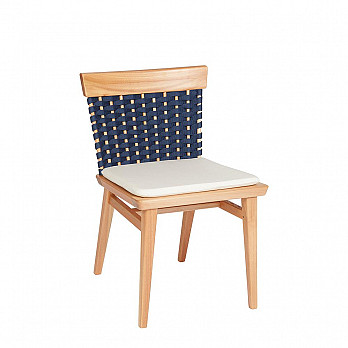 Cadeira Lótus sem Braços - Trama Azul Marinho - Com Almofada